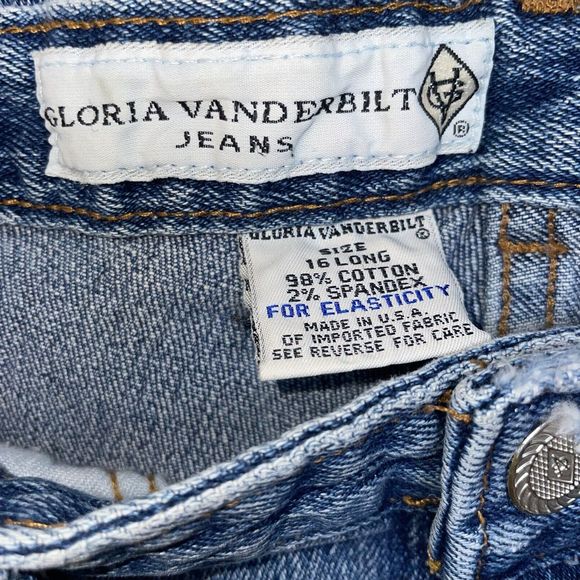 Vtg Gloria Vanderbilt 16 Long 1980s Ultra High Mom Jeans Ankle Buttons - Picture 5 of 6